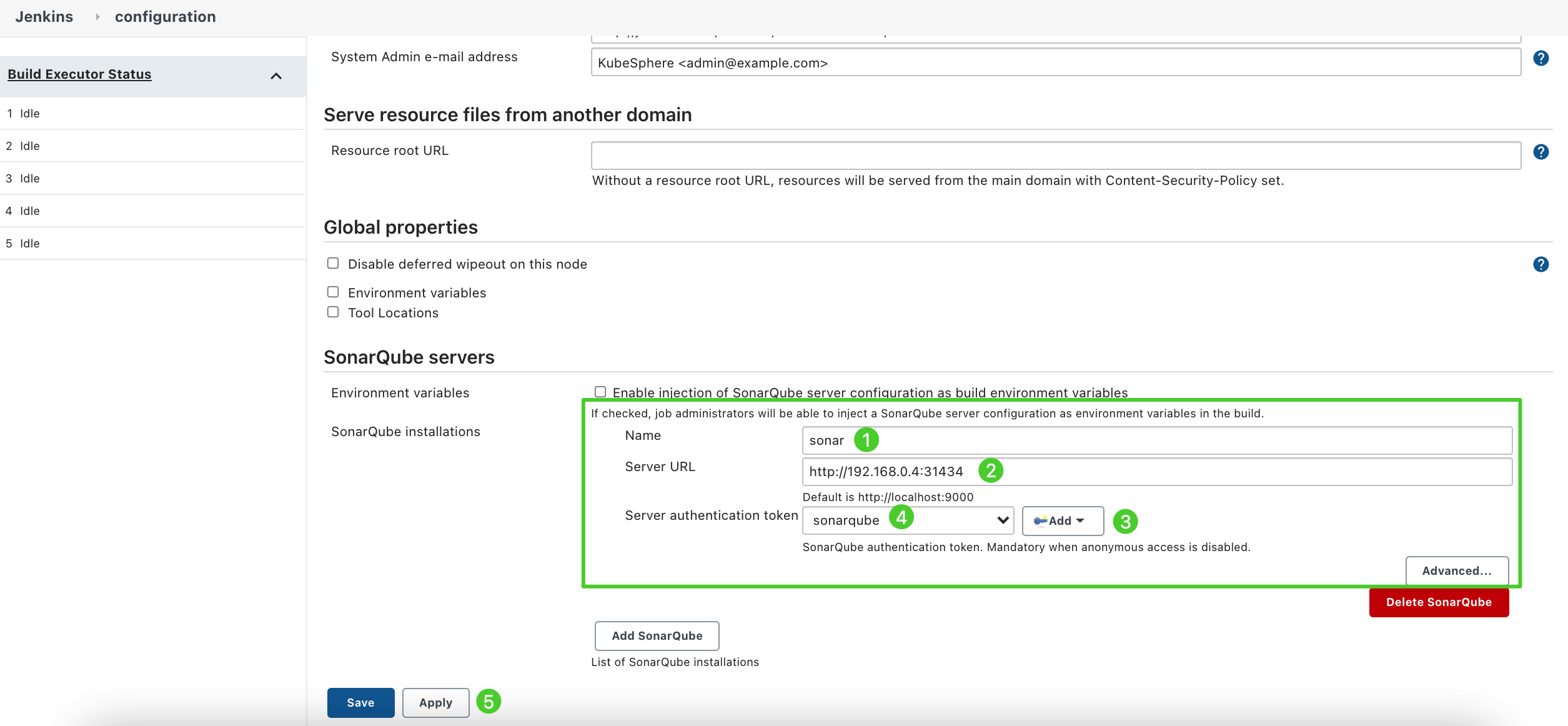 sonarqube jenkins settings